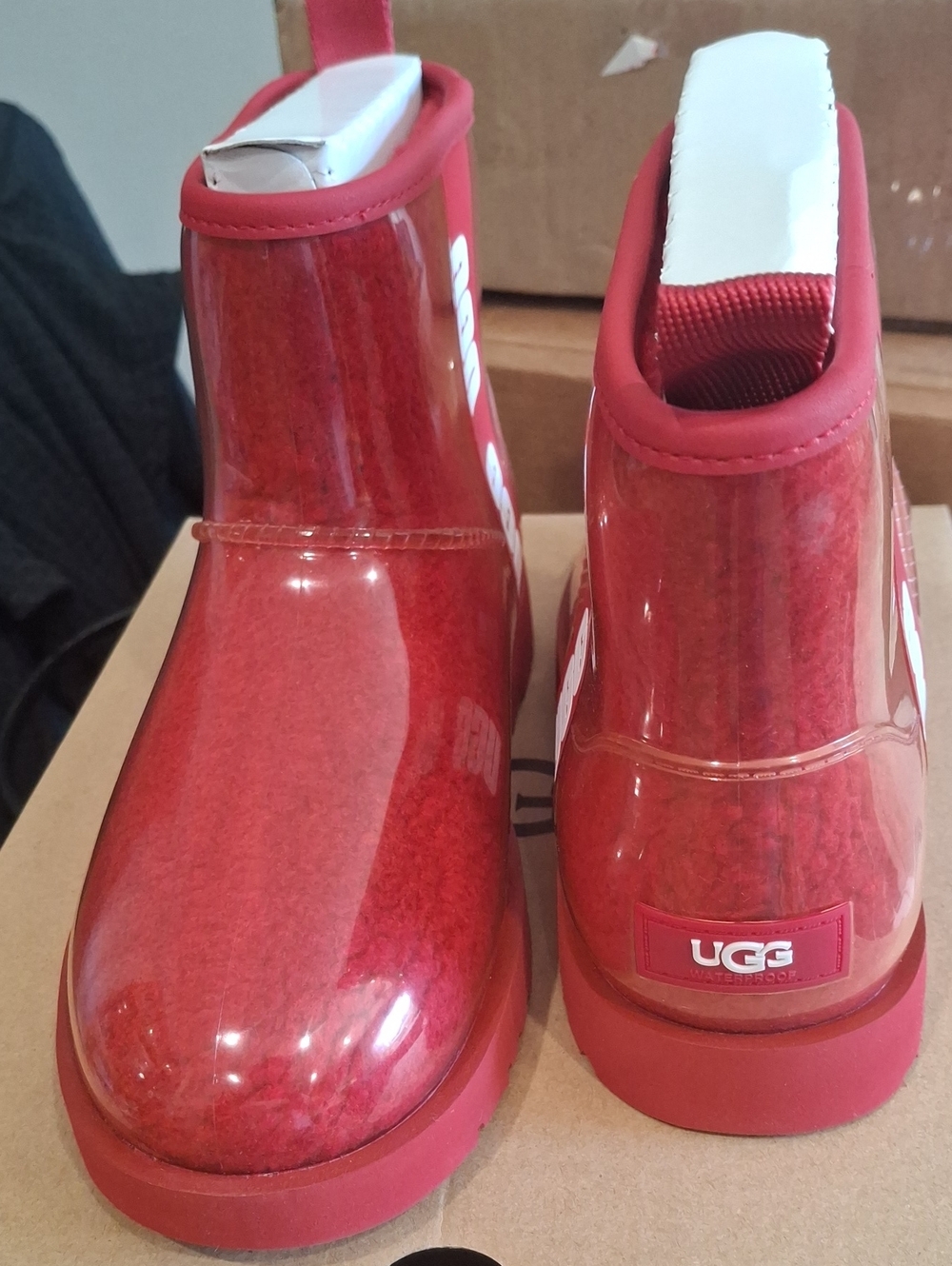 UGG Kids' Red Glossy Waterproof Rain Booties